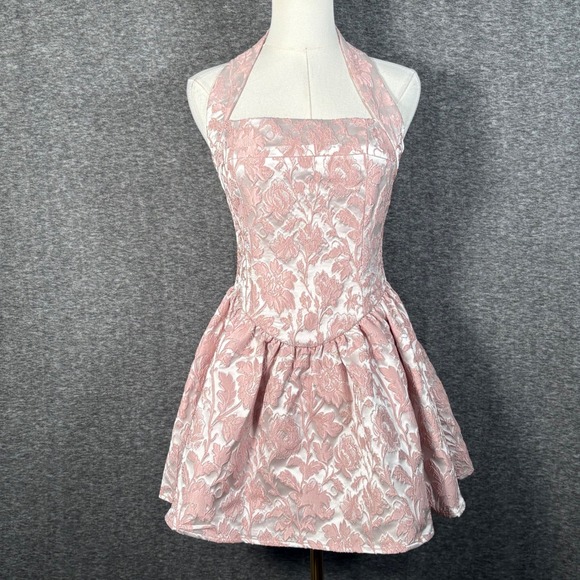 Atoir Winnie Halter Dress Vintage Pink Floral Mini US 4 AUS 8 Small - Picture 3 of 15